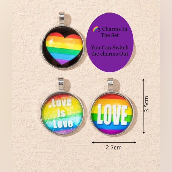 🌈 Unisex 3 Pcs Interchangeable Charm Necklace NWT - Picture 8 of 11